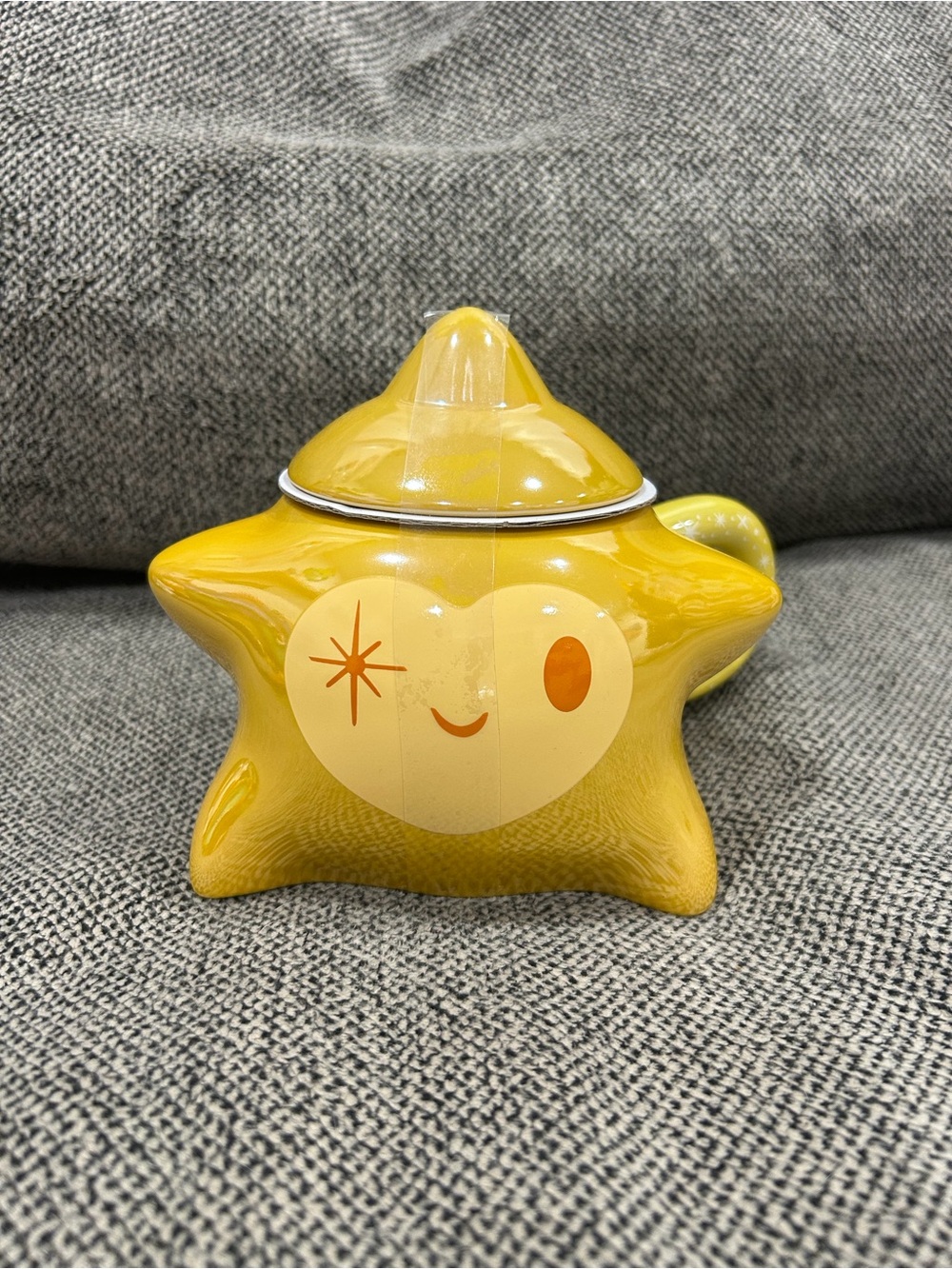 Yellow Wish Star-Shaped Ceramic disney mug with Heart Face